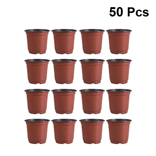 DOITOOL 50 Pezzi Vasi di plastica per Piante per La Semina di 10 cm Vasi da Fiori Contenitore per Piante da Vaso per Semi (Diametro 100mm)