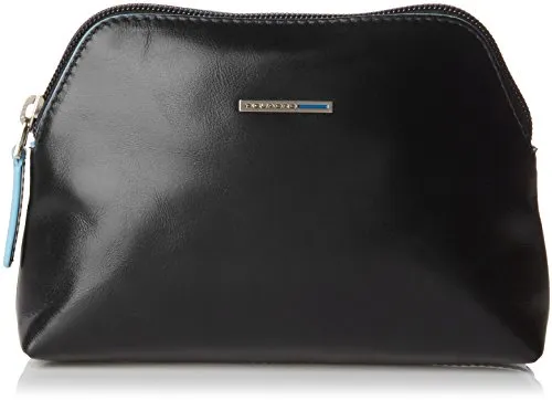 Piquadro Nécessaire Collezione Blue Square Beauty Case, Pelle, Nero, 18 cm