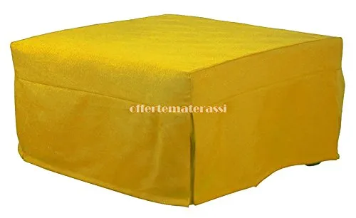 EFFETTO CASA Pouff Letto con Rete elettrosaldata e Tessuto sfoderabile (Giallo Limone)