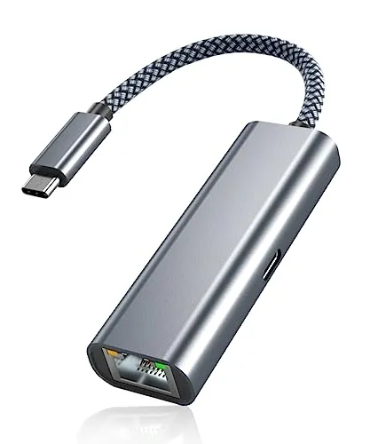 Adattatore USB C a Ethernet e Ricarica,Convertitore Tipo C a 1000Mbps Lan RJ45 Gigabit Rete con Porta Caricatore PD 60W,Thunderbolt 3 per Google TV Chromecast,iPad Pro Air 4 5 Mini 6,Macbook,Surface