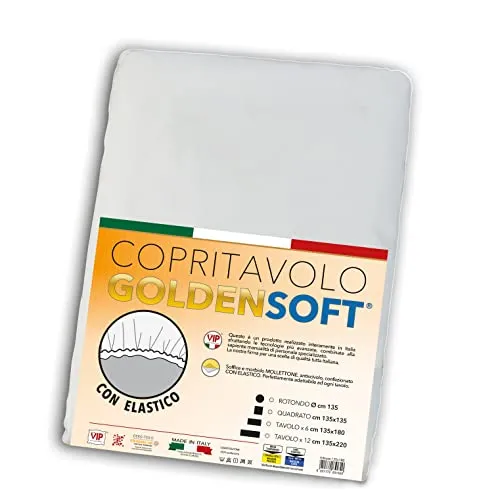 V.I.P. VERY IMPORTANT PILLOW Copritavolo Goldensoft Bianco Rettangolare cm 135x180 con elastico