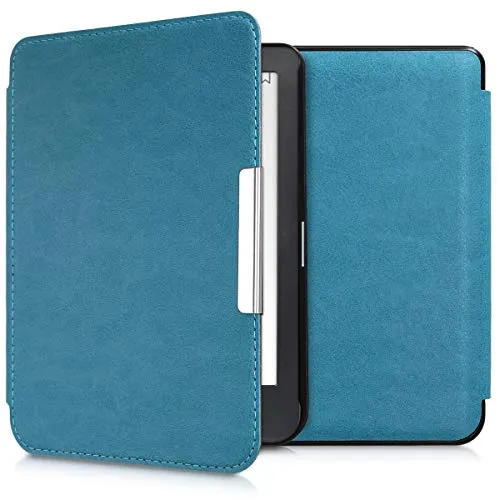 kwmobile Custodia eReader Compatibile con Kobo Clara HD Cover - eBook Reader Flip Case - Cover eReader Simil Pelle - petrolio