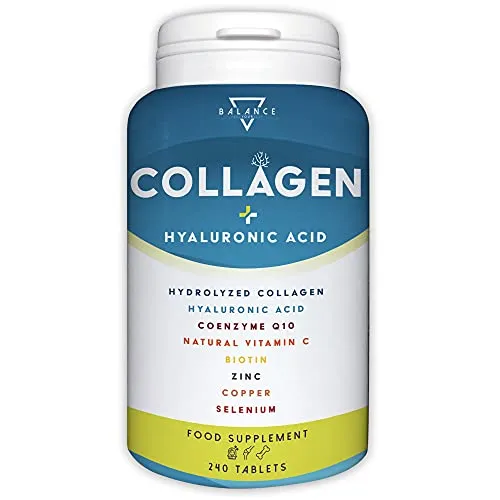 COLLAGENE IDROLIZZATO 2000MG - 240 COMPRESSE | Integratore | con Acido Ialuronico, Coenzima Q10, Vitamina C, Biotina e Zinco per Pelle, Ossa e Articolazioni