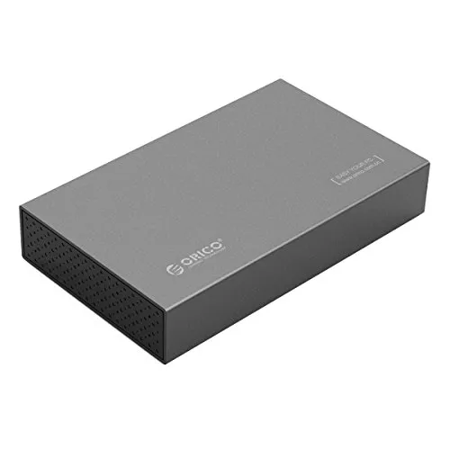 ORICO Box Case Esterno in Alluminio per Hard Disk SATA I/II/III da 3,5 " (8,89 cm), USB 3.0 con UASP per SATA III HDD e SSD, Grigio