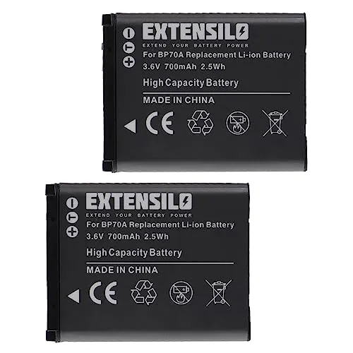 EXTENSILO 2x batteria compatibile con Samsung ES65, ES70, ES71, ES73, ES74, ES75, DV180F fotocamera digitale DSLR (700mAh, 3,6V, Li-Ion)