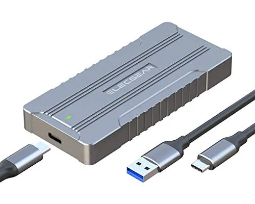 USB 3.1 Adattatore Esterno per NVMe M.2 SSD Disco Rigido - ElecGear NV-C01 Alluminio Enclosure Custodia Box, PCIe 2280 M-Key NGFF HDD Hard Disk Adapter, 10Gbps NVMe M2 USB C Case, Tipo A e C cavo