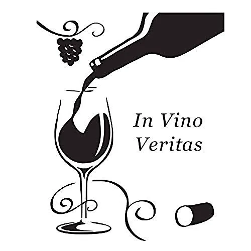 59x72cm art quote wall sticker,decalcomania rimovibile,wallposter impermeabile,carta da parati per la casa deco in vino veritas quote adesivi murali decorazioni per la casa bottiglia di vetro di vino