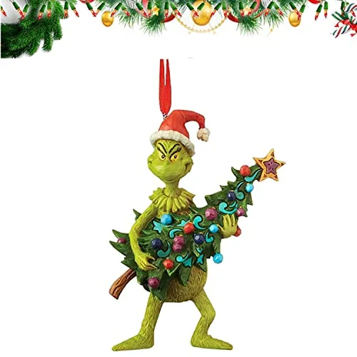 Grinch, decorazioni natalizie, decorazioni natalizie a forma di albero di Natale, divertenti decorazioni in resina verde, decorazione natalizia per la casa, le feste e le feste