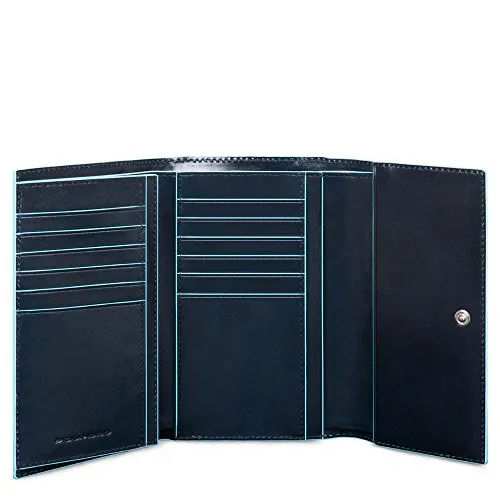 Piquadro Blue Square Portamonete con 24 Alloggiamenti per Carte di Credito, 16 cm, 1.19 litri, Blu Notte