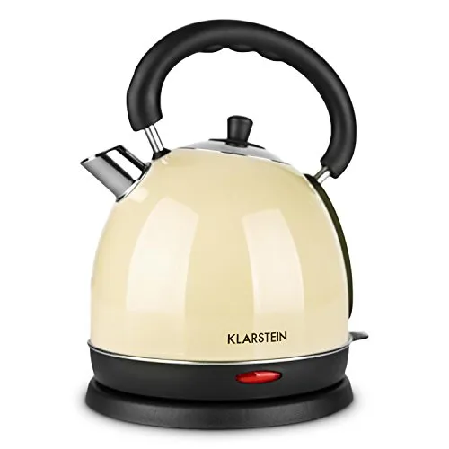 Klarstein Teatime - bollitore acqua, teiera, Capacità 1,8 litri, Senza Fili, Acciaio Inox, Potenza 1850-2200 watt, Spegnimento Automatico, Filtro Calcare, Indicazione Livello Acqua, Panna