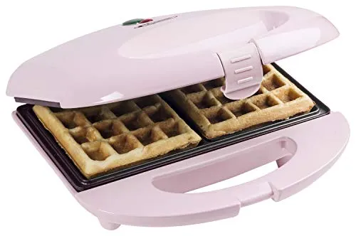 Bestron Waffle Maker, piastra per waffle a forma di belga, macchina per waffle con antiaderente & indicatoro luminso, collezione Sweet Dreams, 700 watt, colore: Rosa