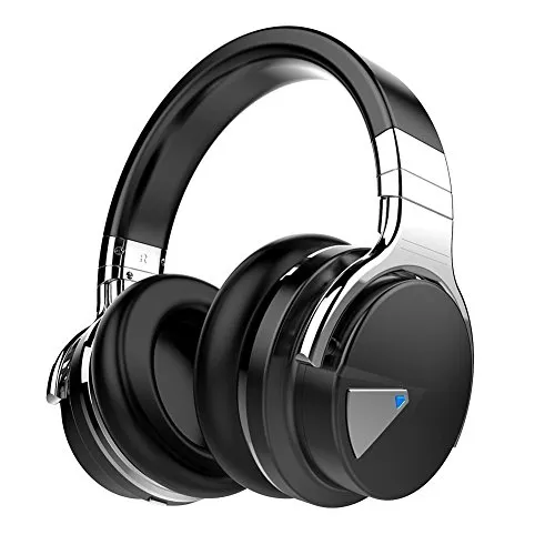 Cowin E7 Active Noise Cancelling Cuffie Bluetooth con microfono Cuffie senza fili Deep Bass Over Ear, comode protezioni Earpads, 30H Playtime per Travel Work TV PC Cellphone (Nero)