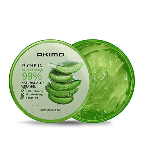 Gel organico all'aloe vera da 300 ML - Crema idratante naturale AKIMO, idratante per capelli corpo viso, cura per scottature solari, cicatrici riparatrici, lenitiva e antinfiammatoria