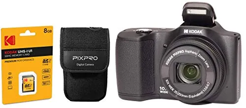 Kodak Pixpro FZ102 - Fotocamera digitale compatta da 16,5 megapixel con custodia e scheda SD, colore: Nero