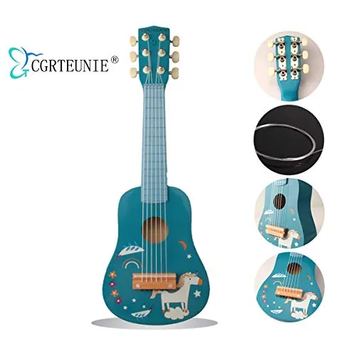 CGRTEUNIE Classico Acoustic 6 Corde 21 Pollice Chitarra di Legno Handmade Ukulele Strumento Musicale Giocattolo Educativo per Bambini Principiante Diteggiatura Pratica