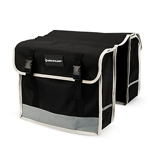 Dunlop - Double Pannier - Borsa laterale impermeabile con strisce fluorescenti - 26L e 36 x 30 x 12 cm - Nero