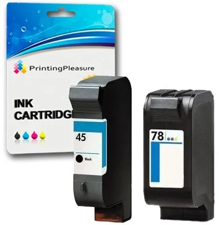 Printing Pleasure 2 Cartucce d'inchiostro compatibili per HP Color Copier 180 280 Deskjet 1180c 1220c 1280 6120 9300 930c 959c 970cxi Fax 1220 | Sostituzione per HP 45 (C51645AE) & HP 78 (C6578AE)