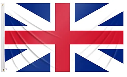 Bandiera del Regno Unito, 90 x 150 cm, bandiera britannica rinforzata per uso esterno, con 2 occhielli in metallo bandiera del Regno Unito