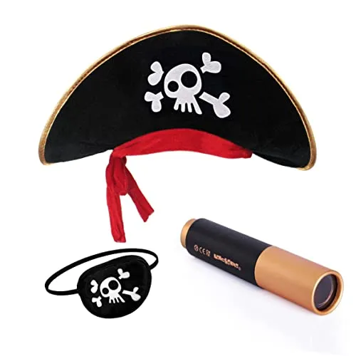 papapanda Cappello Pirata Toppa Dell'occhio Capitano Telescopio per Bambini