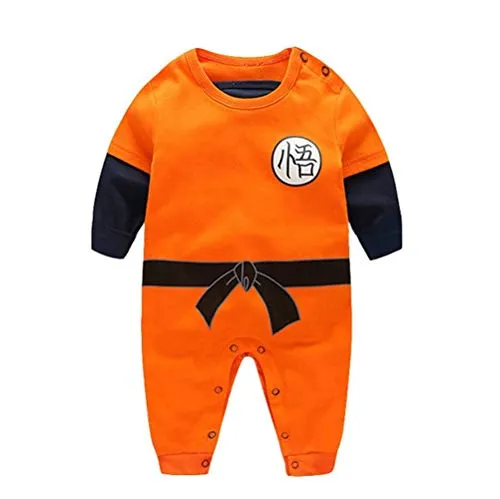 YEMOCILE Dragon Ball Z Design Baby Boys Girls Pagliaccetto Cosplay Costume Goku Ispirato Body Pigiama Bambino Tutine Vestiti (Manica Lunga, 3-6 mesi)