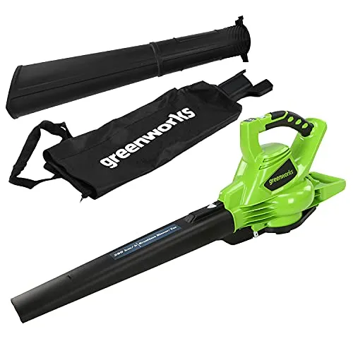 Greenworks GD40BV Aspiratore Soffiatore a Batteria per Foglie, con Motore Brushless, 280km/h, 9,63m³/min, Sacco di Raccolta da 45L, SENZA Batteria 40V e Caricabatterie, Garanzia 3 Anni