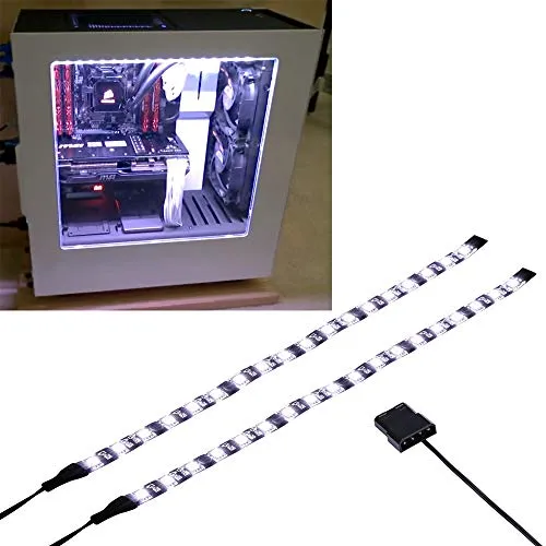 Ubanner PC LED Barra luminosa flessibile Illuminazione per computer bianca Kit custodia per computer (30cm, 18 LED, serie S) (Bianca)