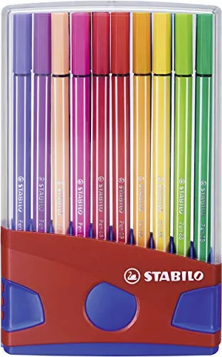Pennarello Premium - STABILO Pen 68 Colorparade in Rosso - Astuccio da 20 - Colori assortiti