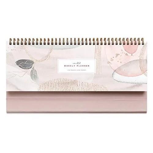 Bright Day - Agenda settimanale a spirale, motivo astratto, per 60 settimane, motivo "La Lune", 9,5 x 26,7 cm, colore: Rosa