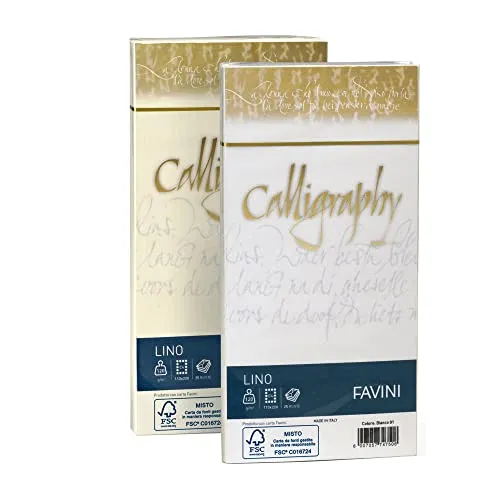 Favini A57Q514 Carta Calligraphy, Effetto Lino, 25 Pezzi