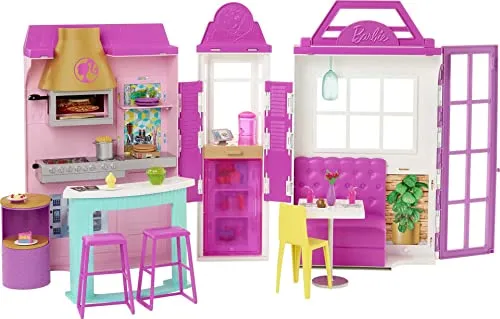 Barbie - Playset Il Ristorante con Oltre 30 Accessori da Cucina e 6 Aree da Gioco, Bambola non Inclusa, Giocattolo per Bambini 3+Anni, GXY72