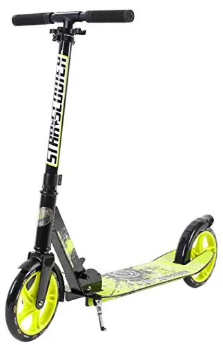 STAR SCOOTER XXL City Scooter Monopattino Grande per Una Posizione Stabile Anche sulla Strada per la Scuola | Edizioni 205mm Big Foot | Nero & Verde