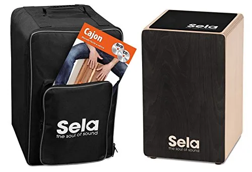 Sela SE 159 IT Primera Black Cajon con Zaino, Pad e Libro per Cajon in Italiano e CD e DVD, Nero