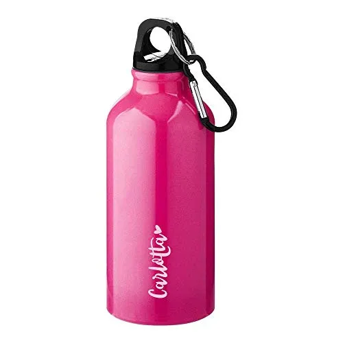 Andy-Wall - Borraccia in alluminio, con nome, 400 ml, stampa personalizzata, colore: rosa fluo