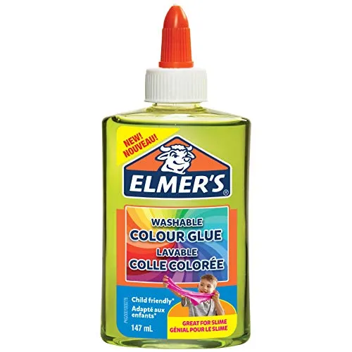 Elmer’S Colla Vinilica Colorata Semitrasparente, Lavabile, Ottima per Realizzare Slime, Verde, 147 ml, 1 Pezzo