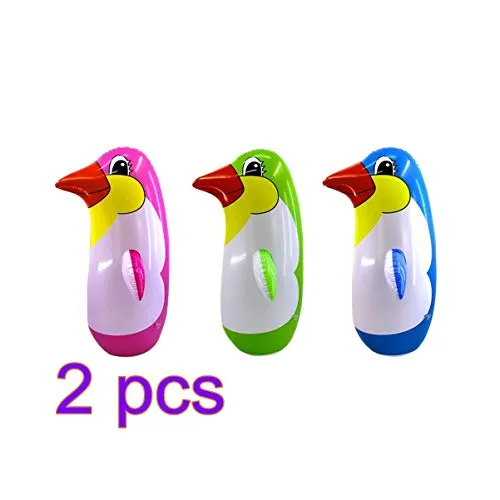 Toyvian 6 Pezzi di Accessori per Feste Giocattolo Giocattolo Pinguino Gonfiabile punzonatura per Bambini - 22 cm (Colore Casuale)