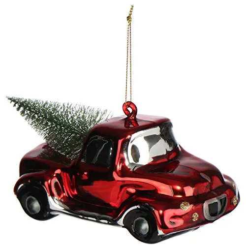 com-four® Palla di Natale, Palla per Albero di Natale in Vero Vetro Come Decorazione dell'albero, Decorazione per L'Albero di Natale, Auto Lunga Fino a 15 cm [Varia Selezione] (01 Pezzo - Vetro Auto)