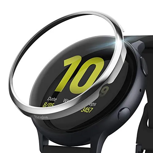 Ringke Bezel Styling Compatibile con Cover Samsung Galaxy Watch Active 2 44mm, Ghiera Anti Graffio Acciaio Inossidabile Adesiva Accessorio - Silver (44-01)