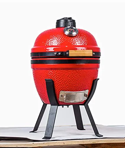 YNNI KAMADO TQ0014RE 14" Rosso Kamado Forno BBQ Grill Uovo con Supporto TQ0014RE