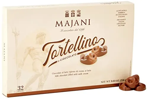 Majani 1796 Tortellini di cioccolato al latte ripieni di crema latte Confezione Regalo 256 g