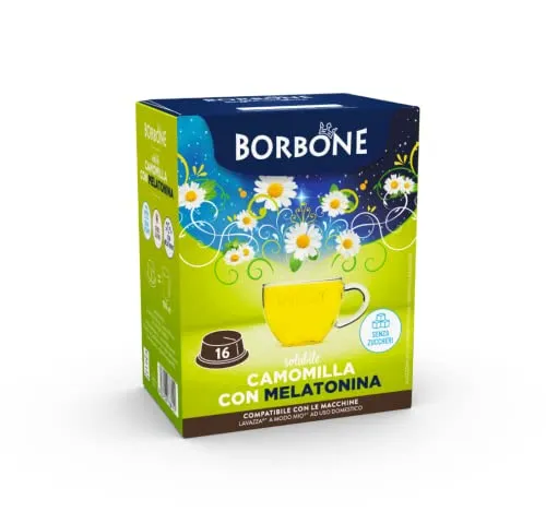 Caffè Borbone Camomilla con Melatonina Solubile - 96 capsule (6 confezioni da 16) - Compatibili con le Macchine ad uso domestico Lavazza®* A Modo Mio®*