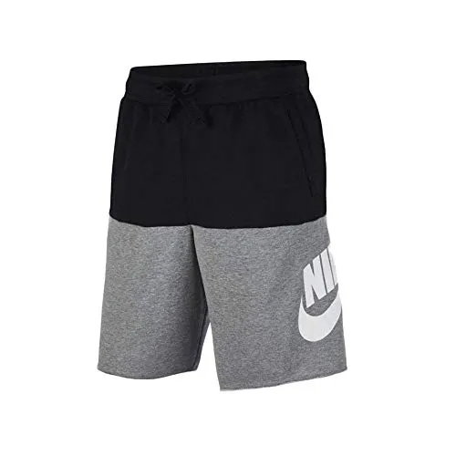 Nike M NSW He Short Alumni CB - Pantaloncini da Uomo, Uomo, Pantaloncini, CJ4352, Nero/Carbone mélange/Bianco, M