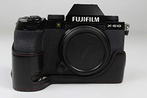 Zakao X-S10, custodia in pelle PU con apertura a mezza parte inferiore per fotocamera con cinturino da polso, custodia protettiva per Fuji Fujifilm X-S10 XS10 (nero)