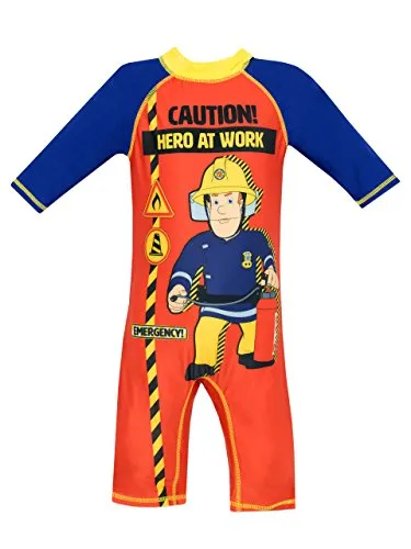 Fireman Sam Sam Il Pompiere - Ragazzi Due Pezzi Costume da Bagno 3-4 Anni