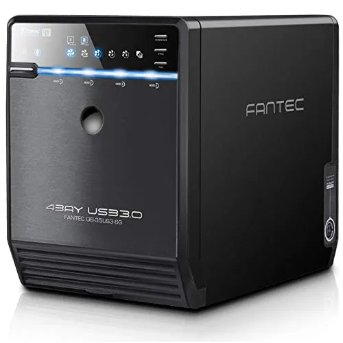 FANTEC QB-35US3-6G Box Case Esterno per 4x Hard Disk SATA I/II/III da 8,89 cm (3,5 pollici), Porte USB 3.0 e eSATA, 6G, Ventola con Sensore Termico, Microsoft Windows Vista/7/8/8.1/10, Mac OS X