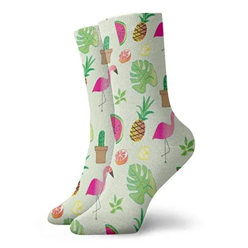 REordernow Calze corte per uomo donna Tropical Flamingo and Fruit Adult Short Socks Cotton Funny Socks for Mens Womens Yoga Hiking Cycling Running Soccer Sports