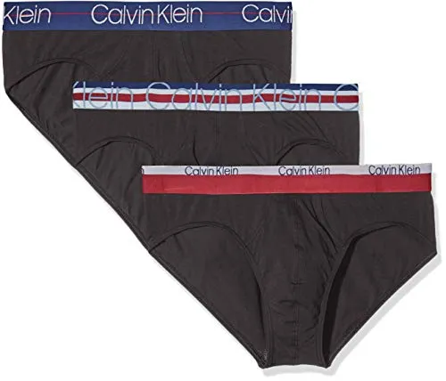 Calvin Klein Hip Brief 3pk Boxer Uomo, Confezione da 3, Nero (B -NAVY SEAL /RASP JAM /WHITE WB KL5), X-Large