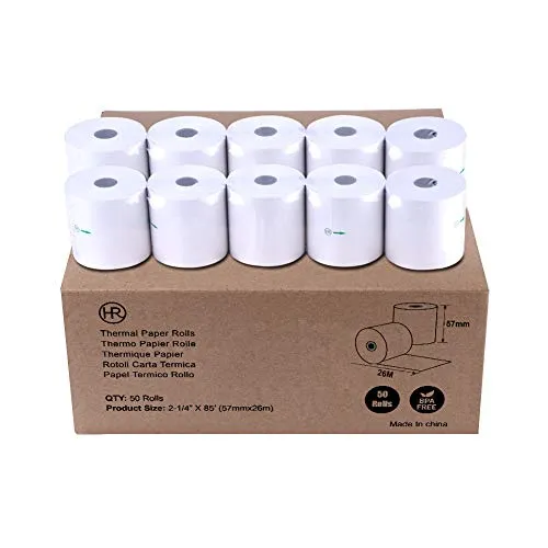 Carta termica per registratori di cassa carta 2 1/4" x 85' BPA Free Paper Receipt Paper Roll (50 rotoli)