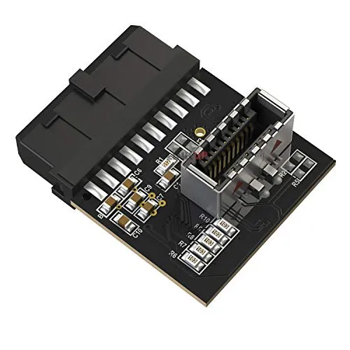 LINKUP - [Chip attivo] USB 3.0 (3.2 Gen 1) Intestazione scheda madre interna IDC a 20 pin a A-Key (tipo E) convertitore femmina a 20 pin per adattatore per montaggio a pannello di tipo C