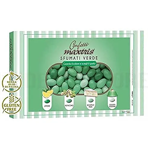 Confetti Maxtris Confetti Italiani Di MANDORLA, Sfumato Verde 4 Gusti, Assortito