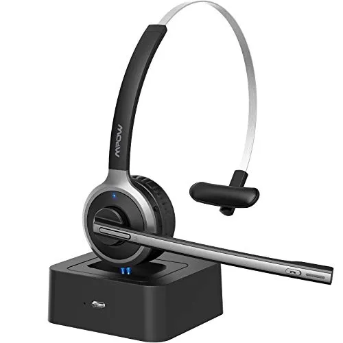 Mpow Cuffie Bluetooth Senza Fili con Microfono con Antirumore per PC Computer Android Telefono iPhone Cuffiette Wireless On Ear per Call Center Skype Chat Conference Call Videoconferenza Ufficio